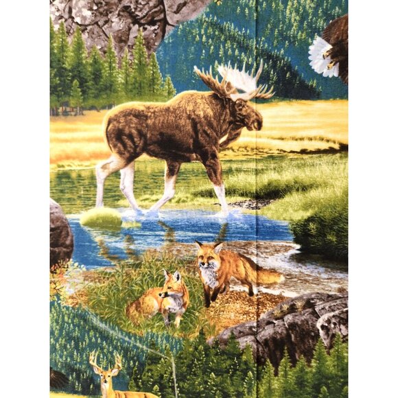 Bringing Nature Home Scenic Wildlife Fabric Panel Wolves Bears Foxes Moose - Picture 6 of 14